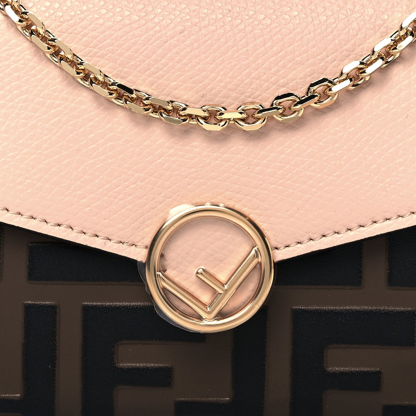 Vitello Cruise F is Fendi Bi-Color FF 1974 Embossed Continental Envelope Wallet On Chain Maya Black Light Rose