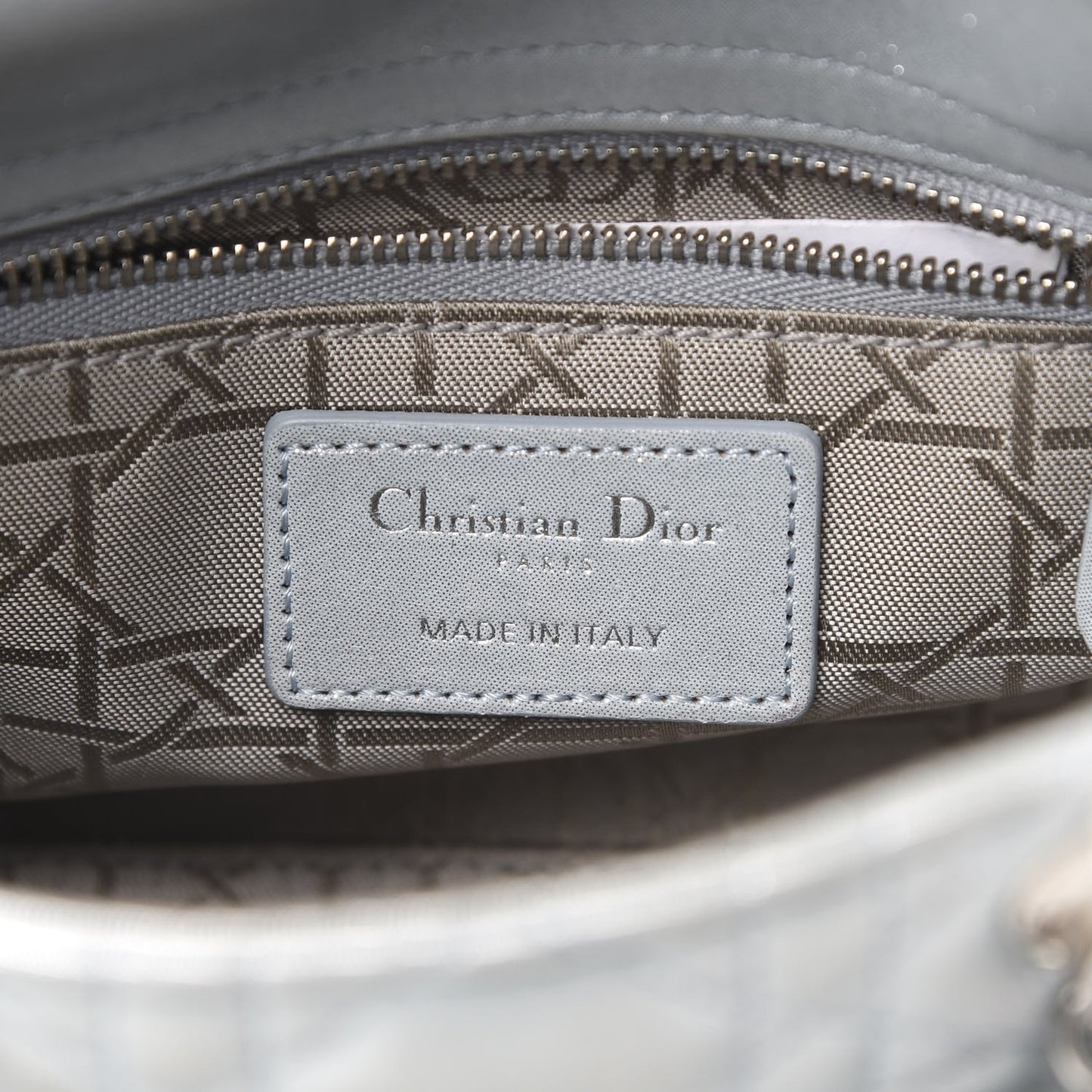 Metallic Nubuck Cannage Mini Lady Dior Light Blue