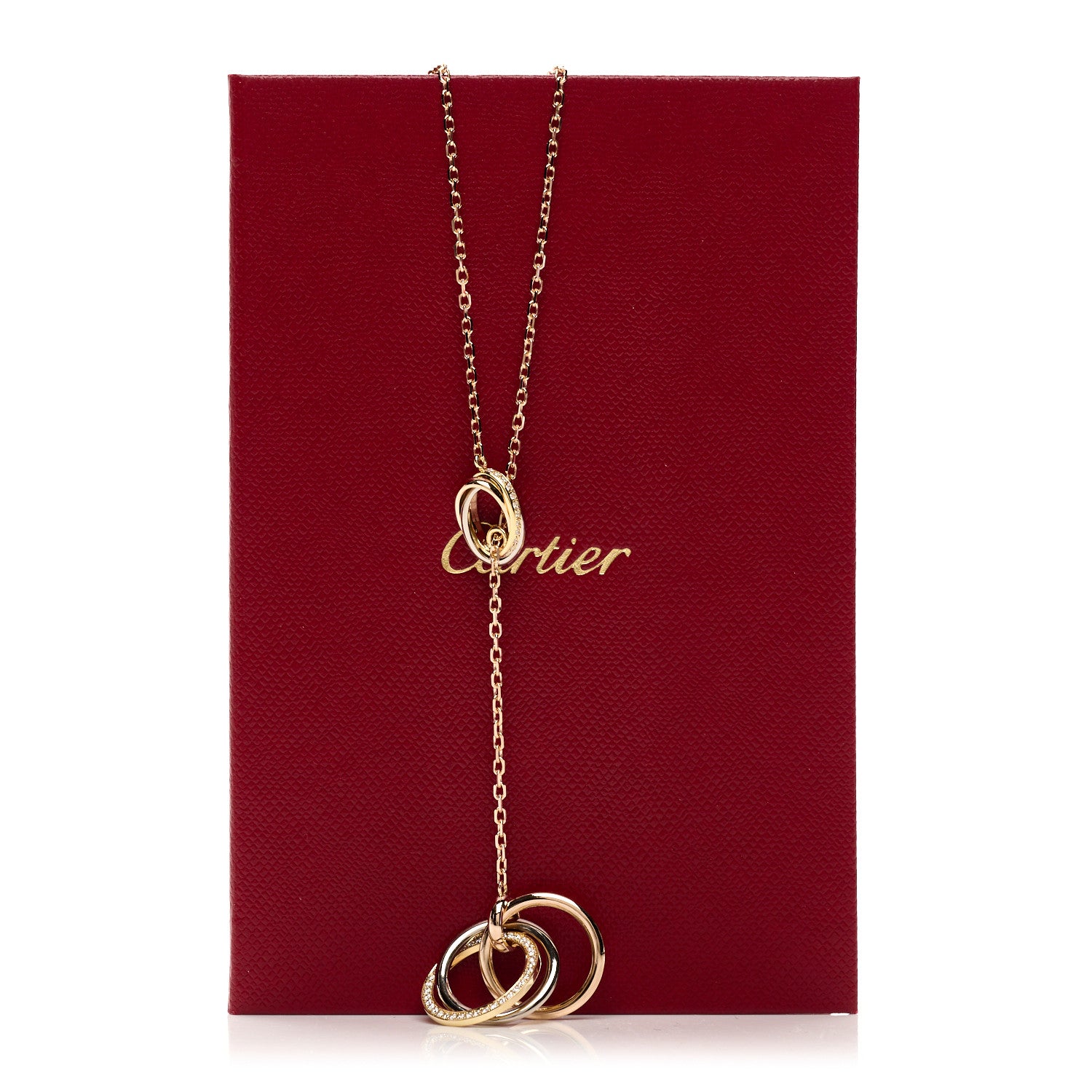 Cartier 18K Pink Yellow White Gold Diamond Trinity Lariat Necklace 5 of 5