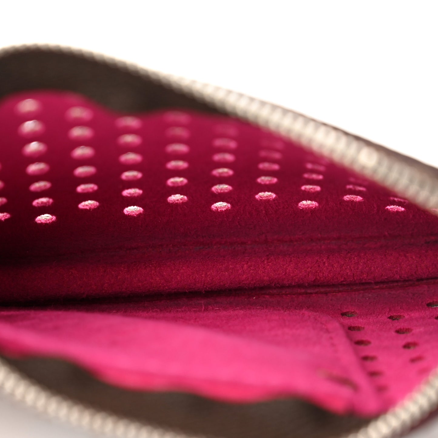 Monogram Perforated Key Pouch Fuchsia