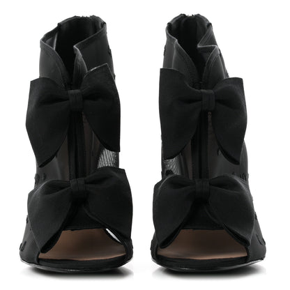 Chanel Mesh Grosgrain Bow Peep Toe Booties 39 Black 3 of 8