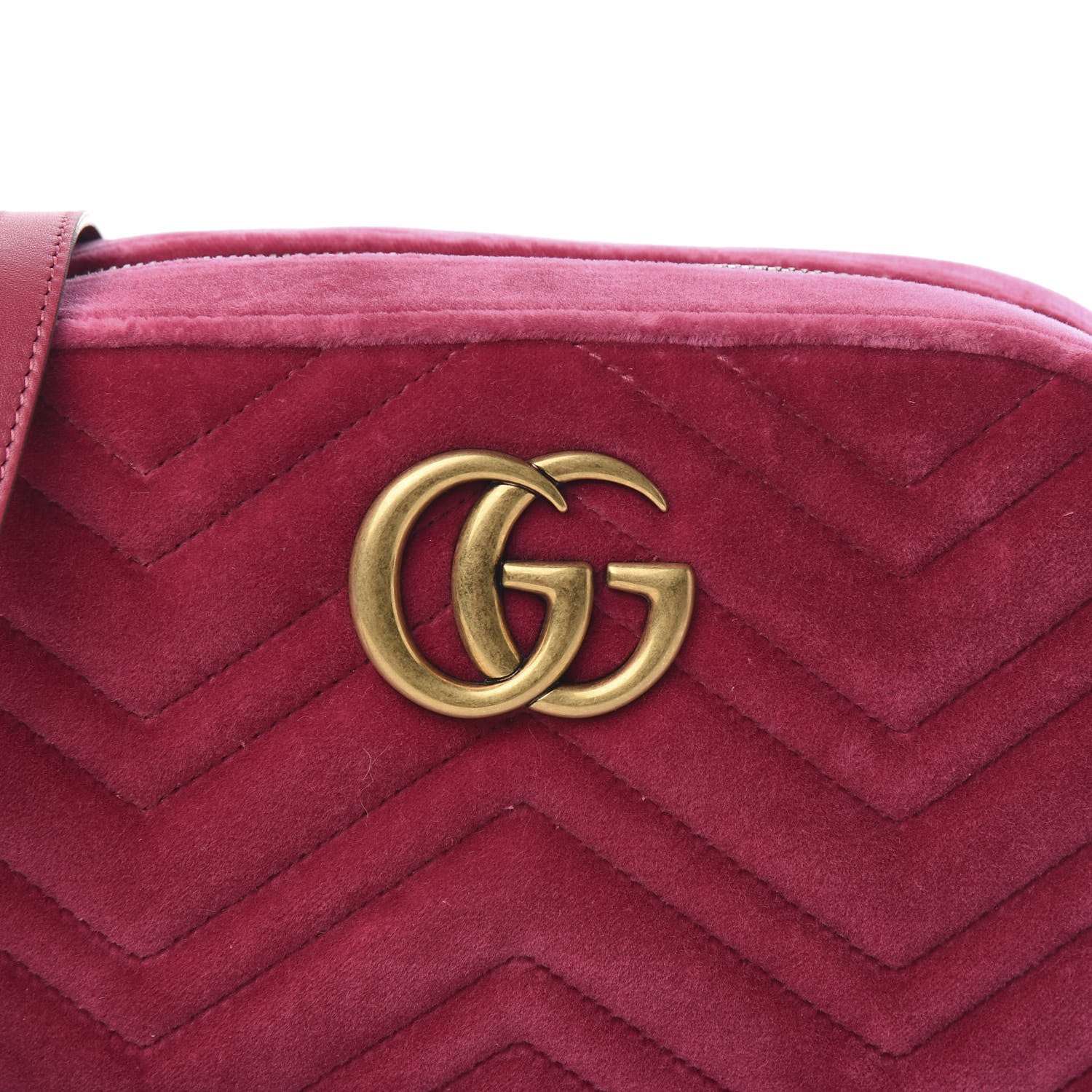 Gucci Velvet Matelasse Small GG Marmont Chain Shoulder Bag Light Raspberry Rose 10 of 10