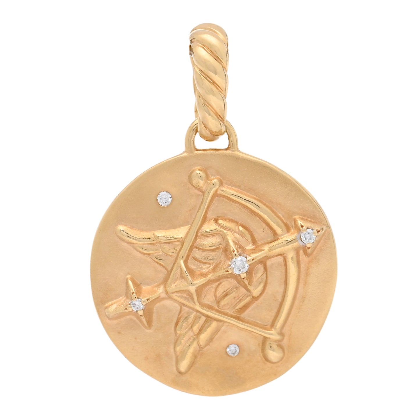 18K Yellow Gold Diamond Sagittarius Zodiac Amulet Pendant