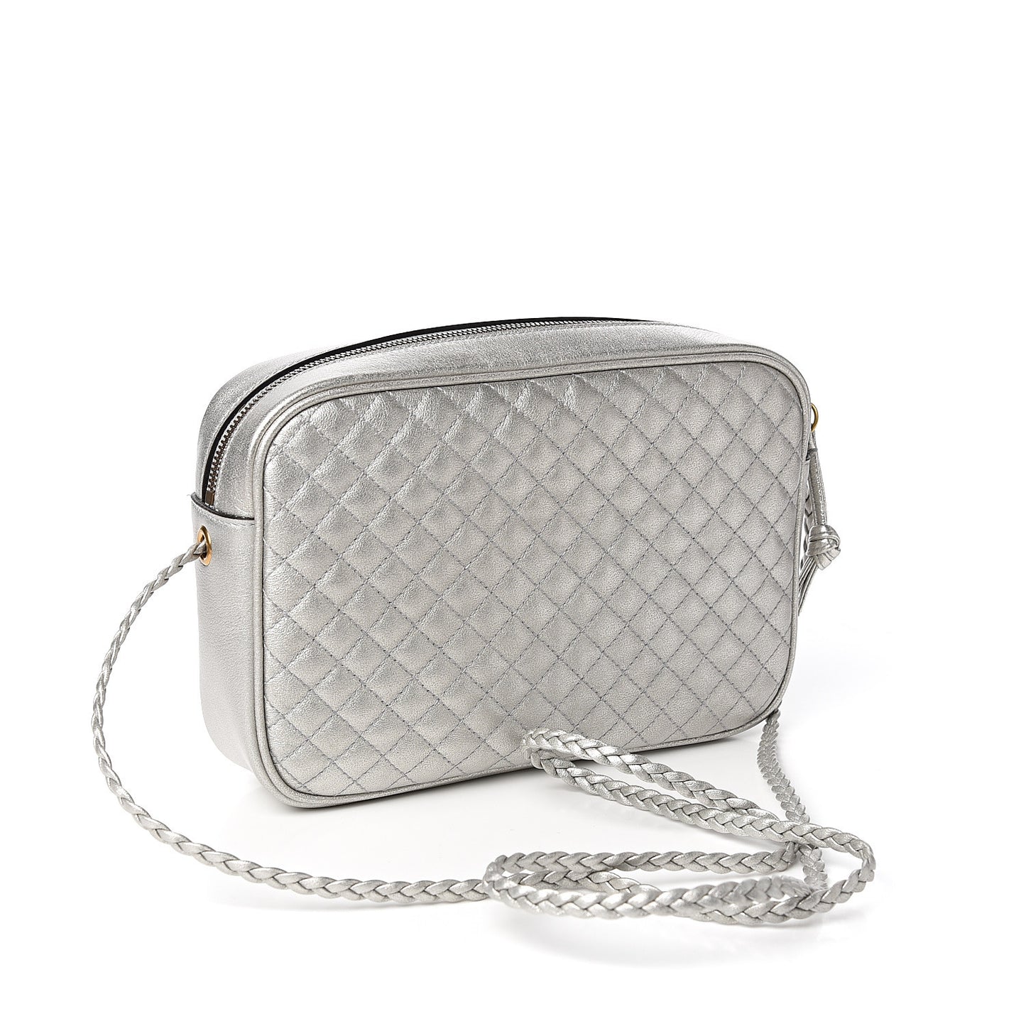 Laminated Nappa Web Trapuntata Small GG Shoulder Bag Argento