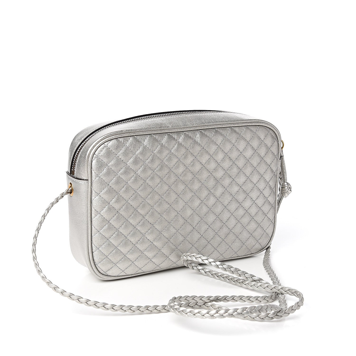 Gucci Laminated Nappa Web Trapuntata Small GG Shoulder Bag Argento 2 of 9