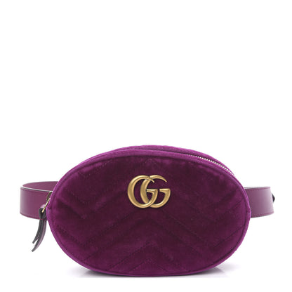 Gucci Velvet Matelasse GG Marmont Belt Bag 75 30 Fuchsia Violet Cyclamen 1 of 10