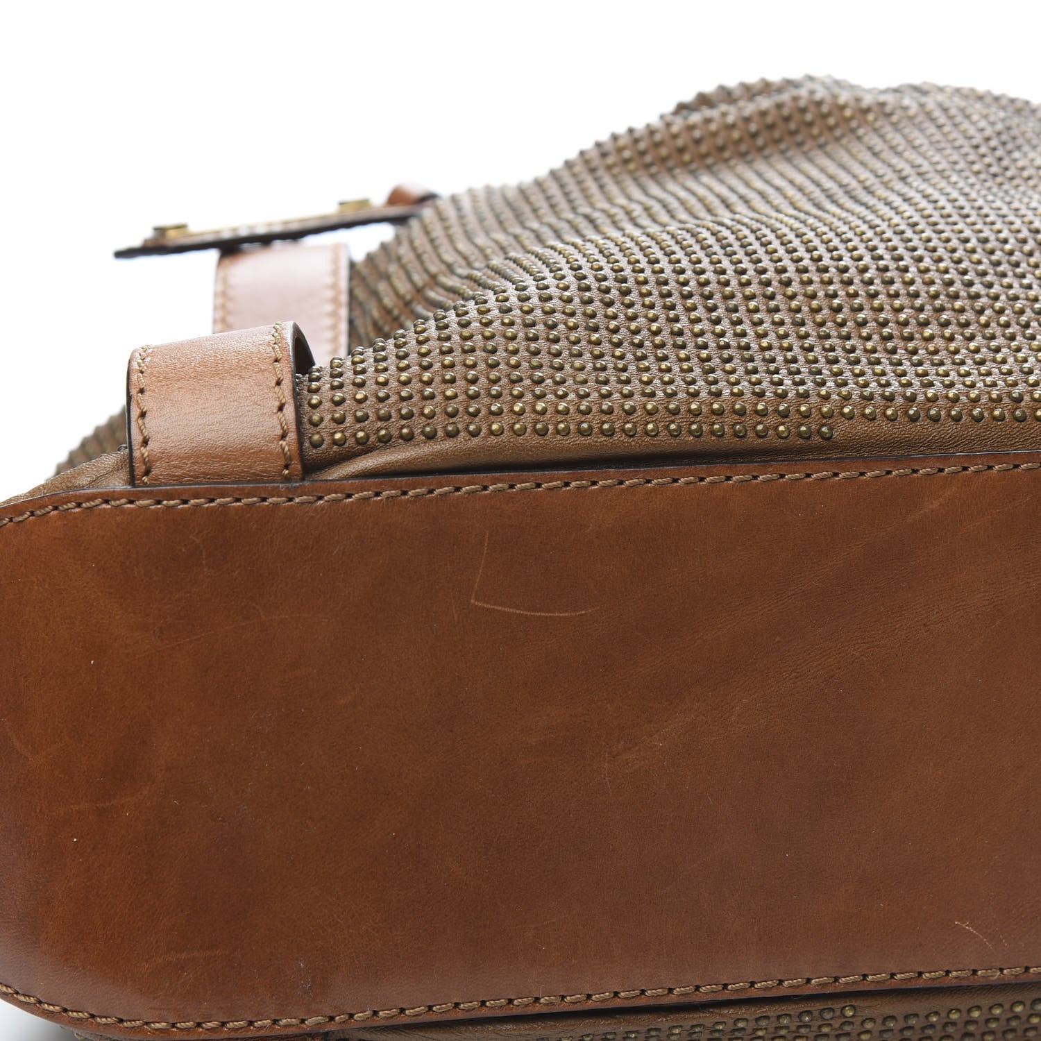 Burberry Calfskin Studded Satchel Brown 10 of 13