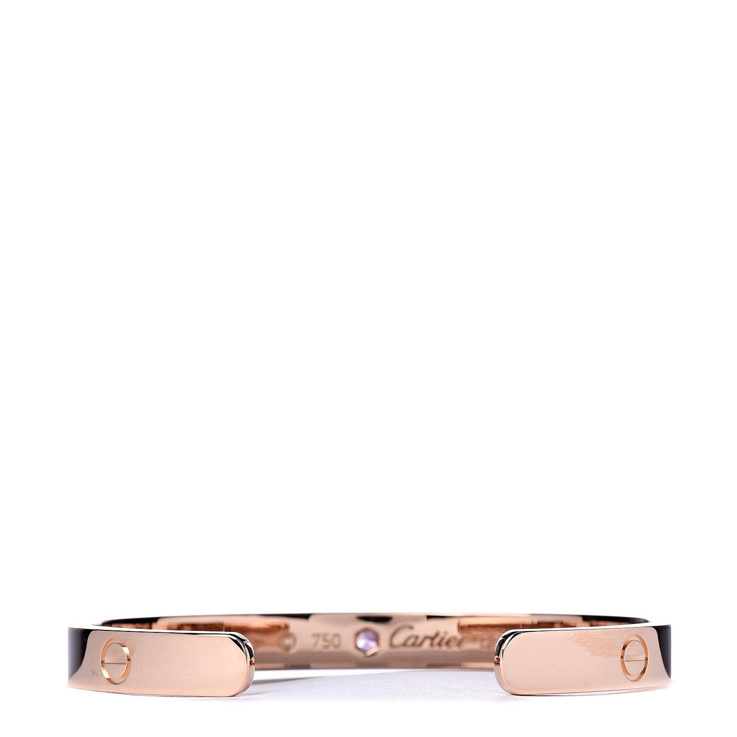 18K Pink Gold Pink Sapphire LOVE Cuff Bracelet 17