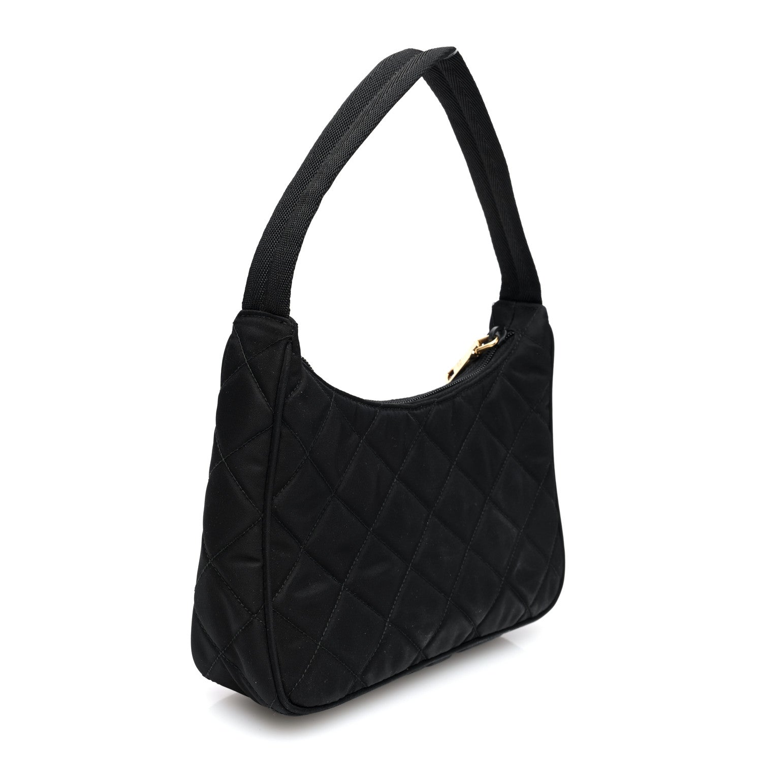 Prada Tessuto Nylon Stitched Shoulder Bag Black 3 of 10