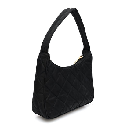 Prada Tessuto Nylon Stitched Shoulder Bag Black 3 of 10