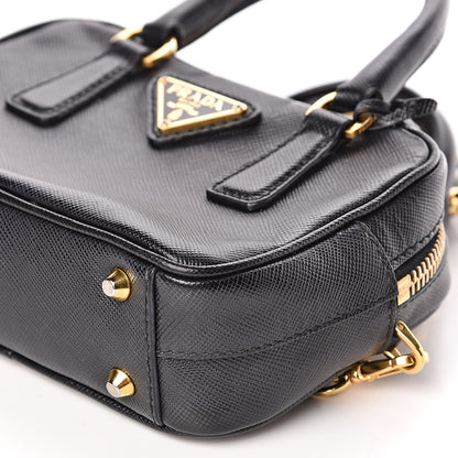 Prada Saffiano Lux Mini Top Handle Crossbody Bag Black 9 of 10