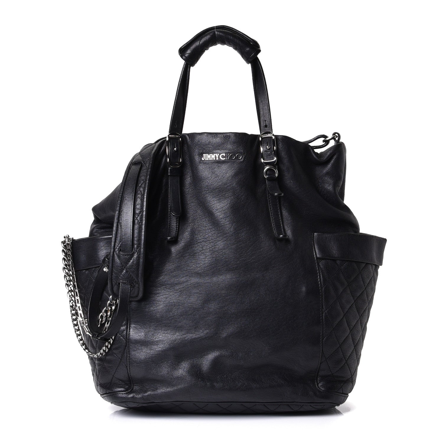 Jimmy Choo Lambskin Chain Embellished Blare Tote Black 1 of 12