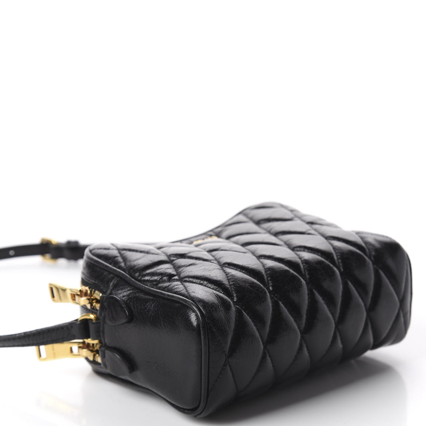 Vitello Shine Quilted Camera Bag Black