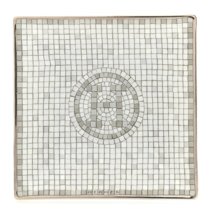 Hermes Porcelain Mosaique Au 24 Platinum Square Plate N°1 1 of 7