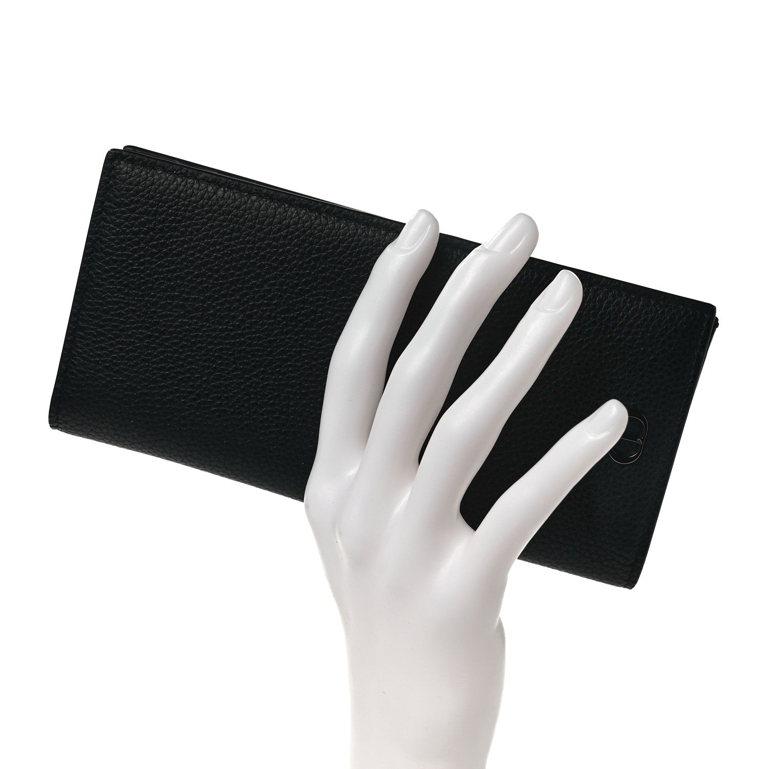 Christian Dior Grained Calfskin CD Vertical Long Wallet Black 2 of 8