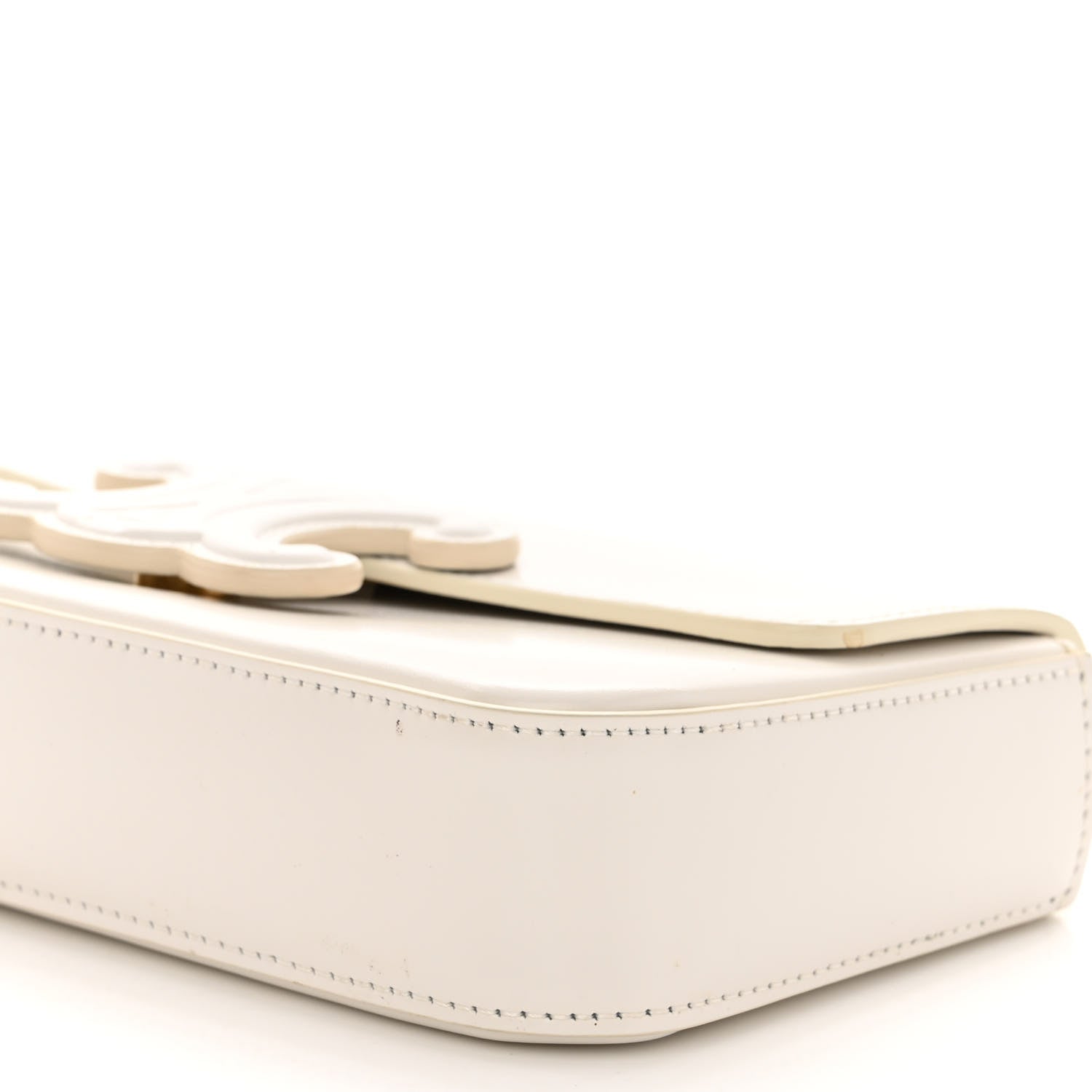 Celine Shiny Calfskin Cuir Triomphe Chain Shoulder Bag White 10 of 11