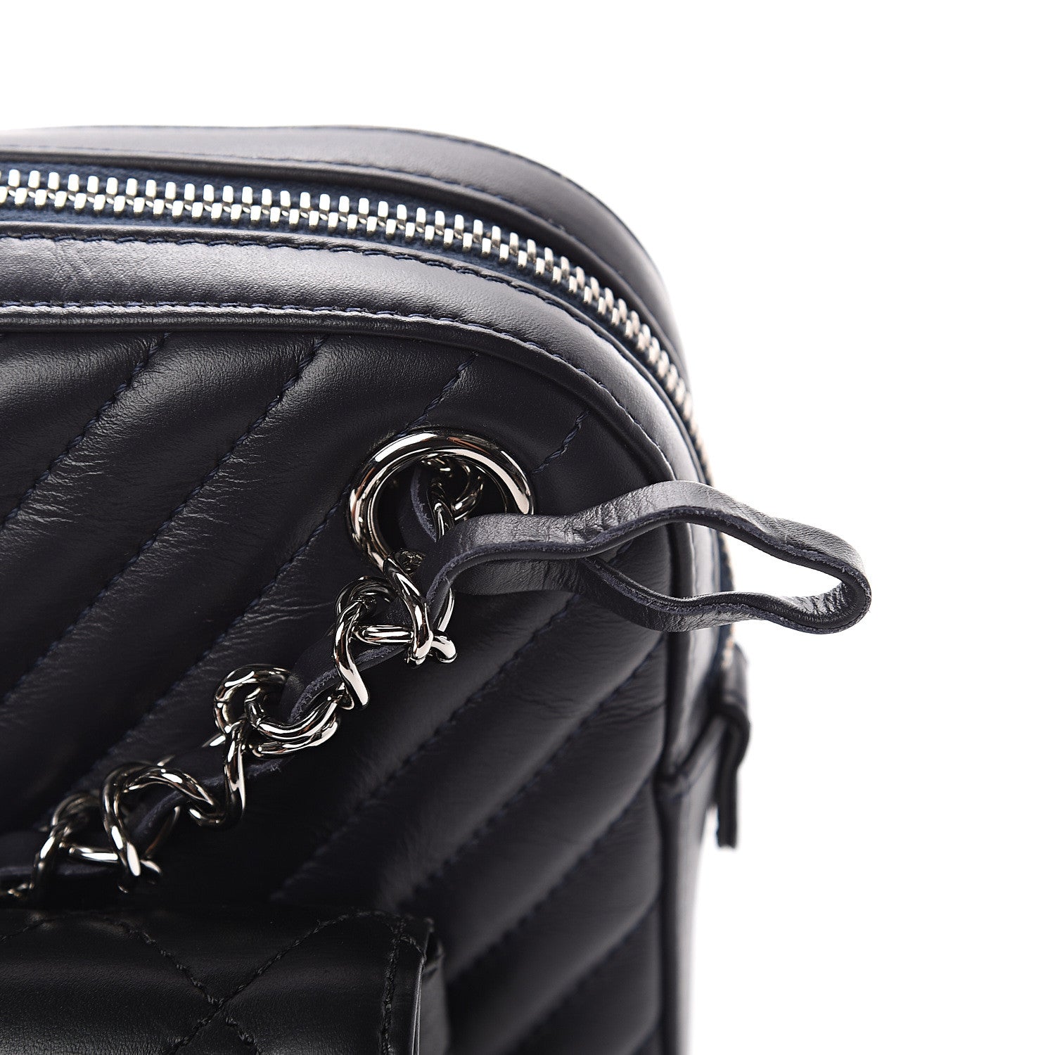 Chanel Calfskin Chevron Quilted Double Camera Bag With Flap Black 7 of 9