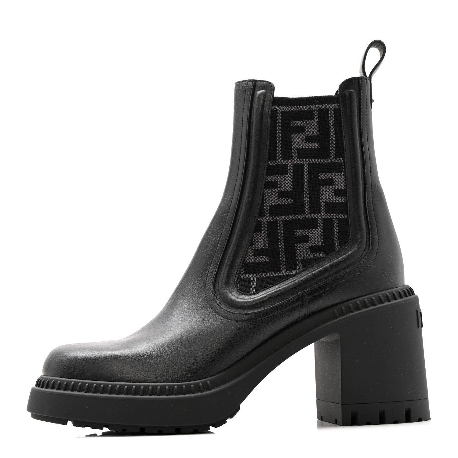 Fendi Vitello Maglia FF Domino Biker Boots 41 Black 1 of 13