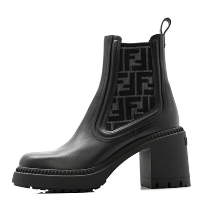 Fendi Vitello Maglia FF Domino Biker Boots 41 Black 1 of 13