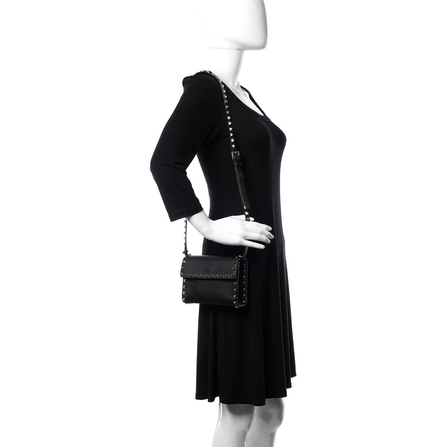 Valentino Garavani Vitello Rockstud Flap Crossbody Bag Black 2 of 8