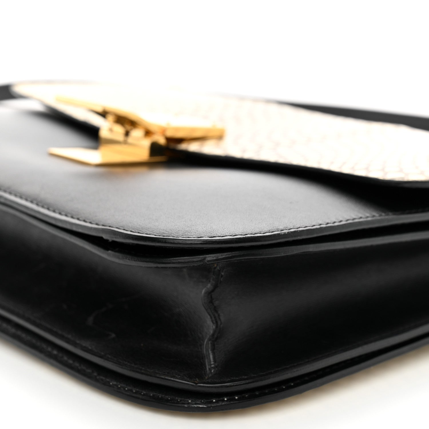 Celine Cobra Calfskin Medium Classic Box Flap Bag Natural Black 9 of 9