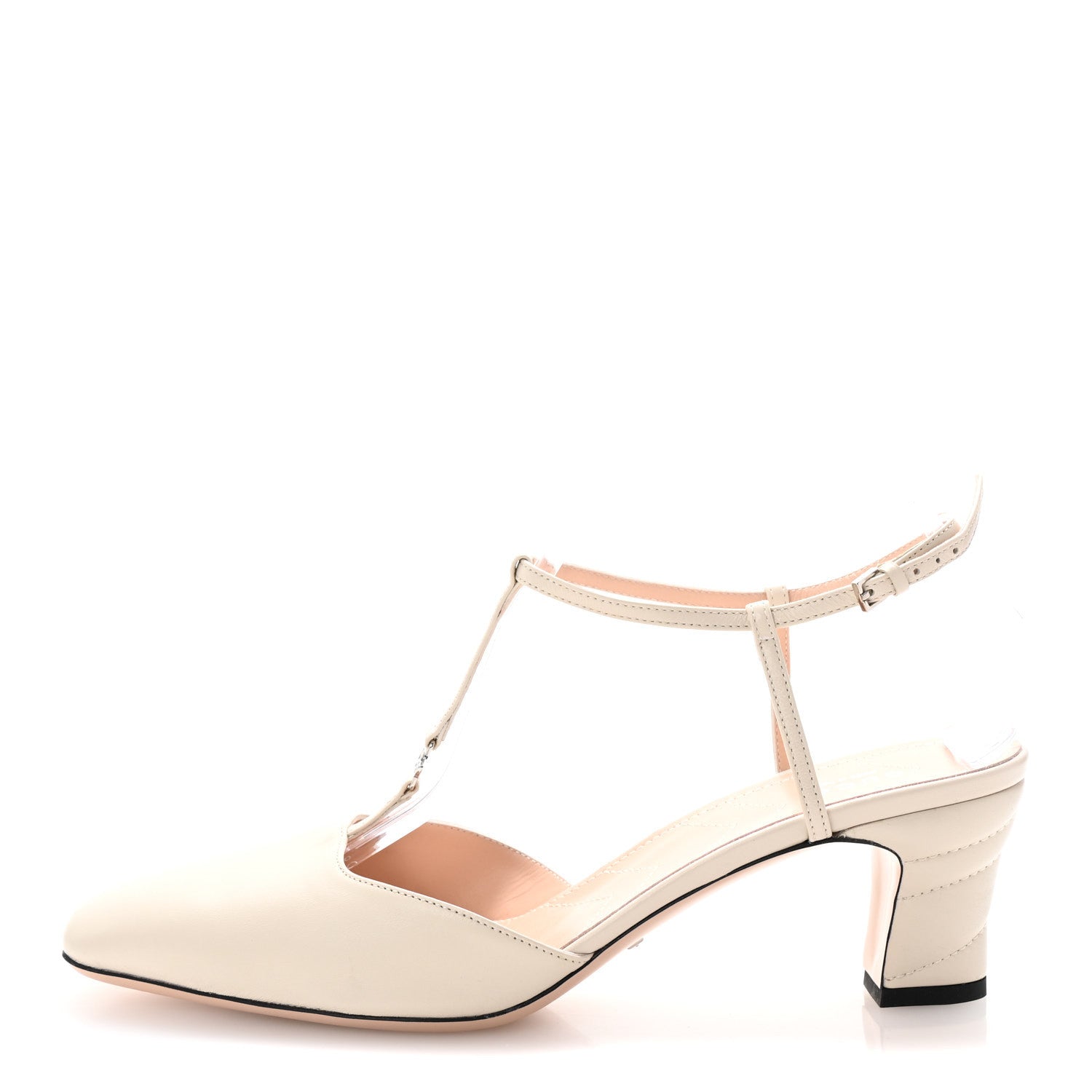 Gucci Nappa Charlotte Petite GG 55mm Slingback Pumps 41 New Mystic White 1 of 9