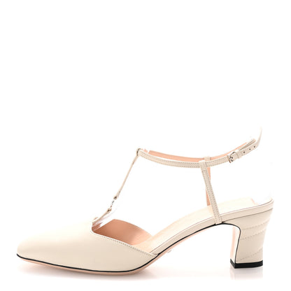 Gucci Nappa Charlotte Petite GG 55mm Slingback Pumps 41 New Mystic White 1 of 9