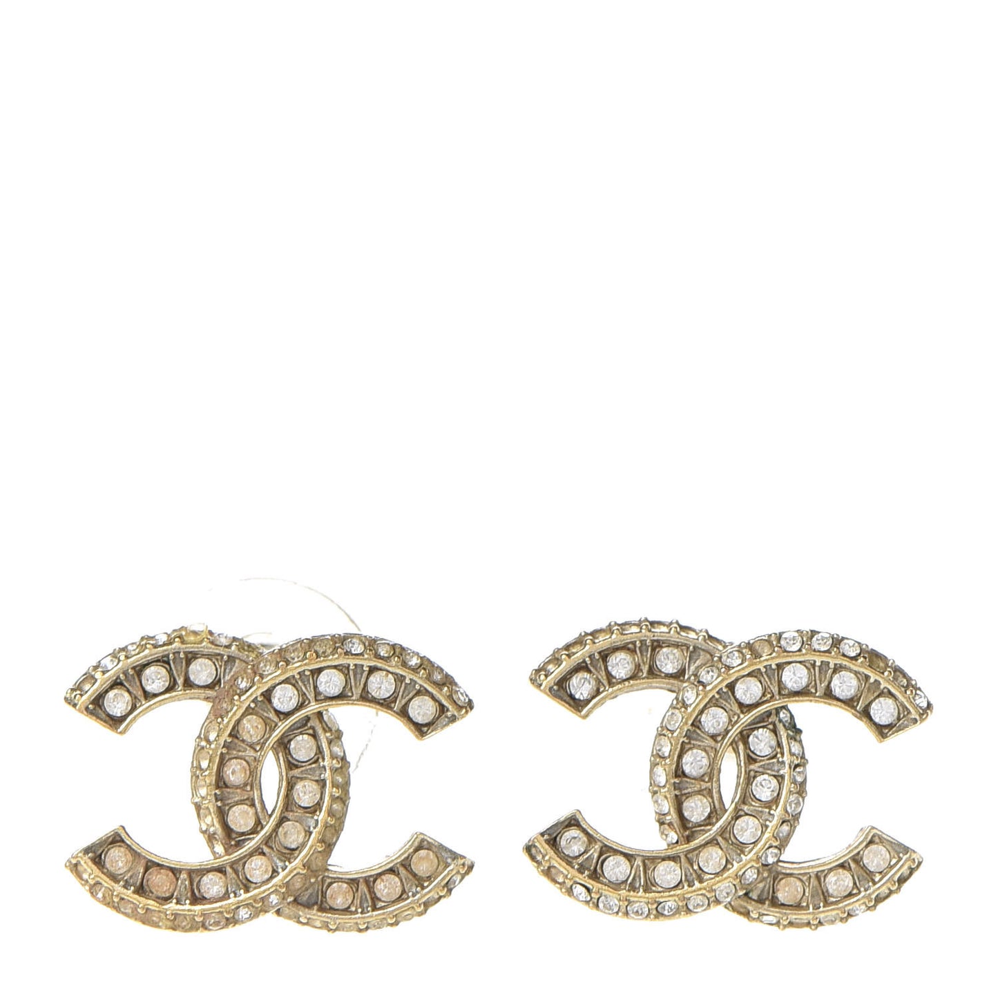 Crystal Timeless CC Earrings Light Gold