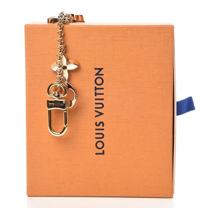 Louis Vuitton Brass Enamel Fleur De Monogram Bag Charm Chain Gold 5 of 5