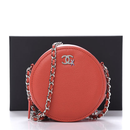 Chanel Goatskin Round Clutch With Chain Red 10 of 10