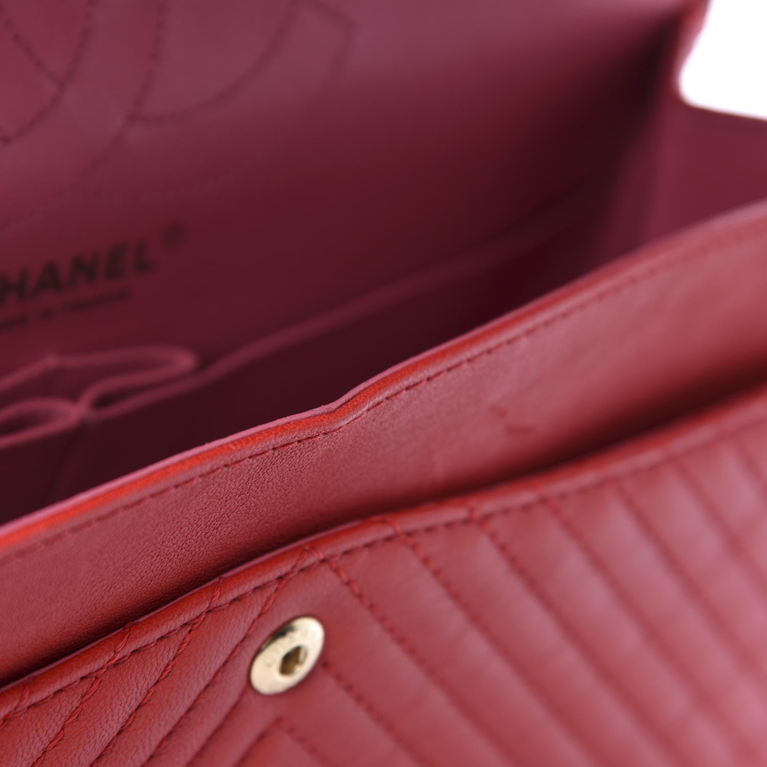 Chanel Sheepskin Chevron Quilted 2.55 Reissue 226 Flap Red 8 of 14