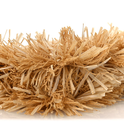 Fendi Raffia Fringe FF Embroidered Baguette Pouch Natural Dark Honey 9 of 10