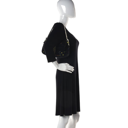 Fendi Shearling Lizard Beaded Baguette Black Green Multicolor 2 of 14