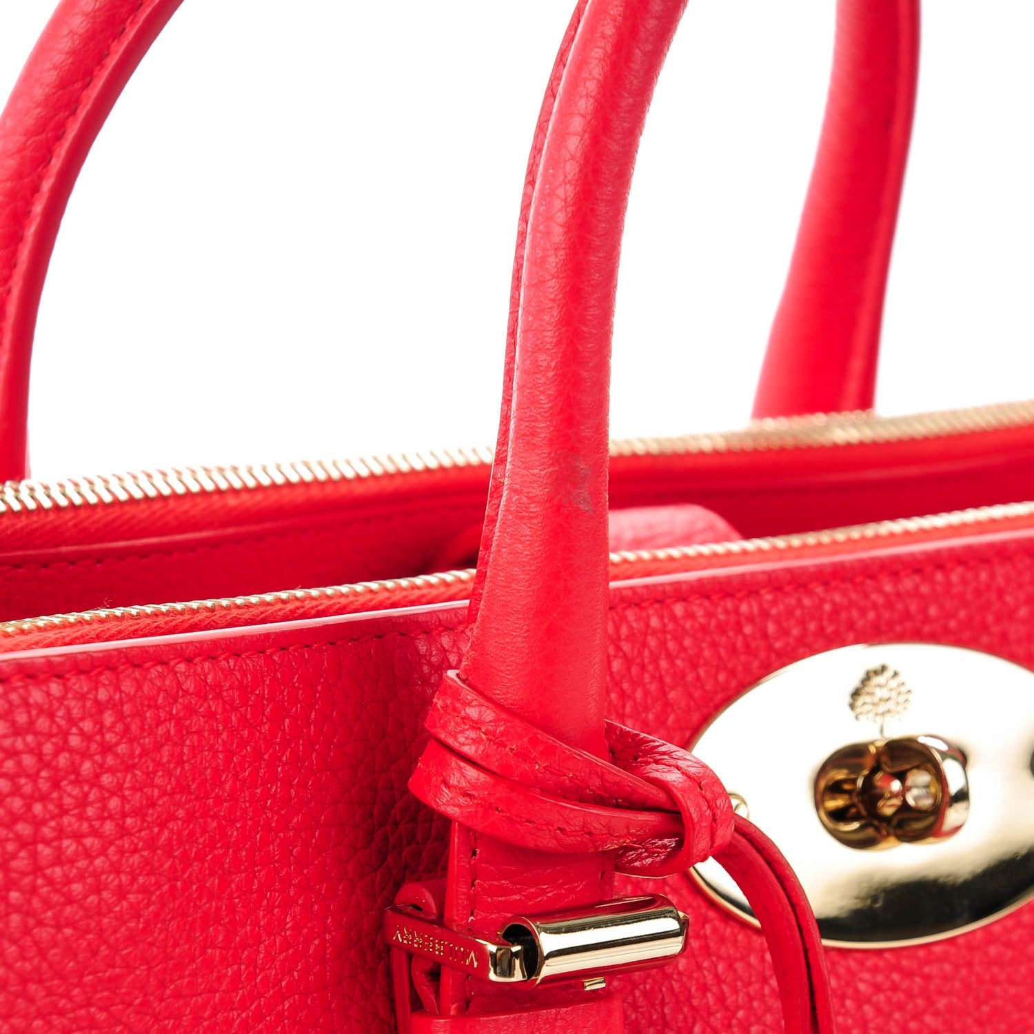 Mulberry Classic Grain Calfskin Small Bayswater Double Zip Tote Scarlet 8 of 8