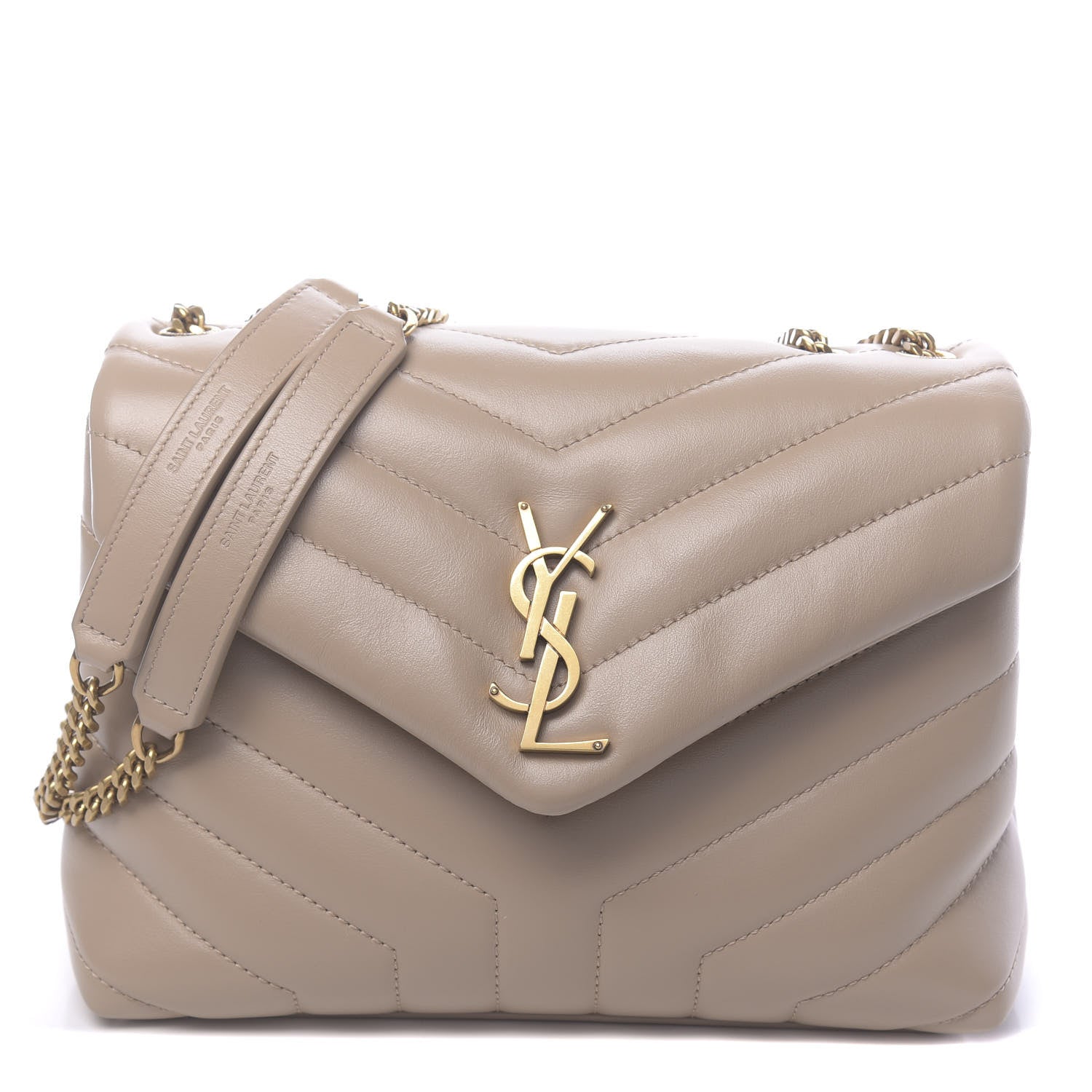 Saint Laurent Calfskin Y Quilted Monogram Small Loulou Chain Satchel Nude Powder 1 of 9