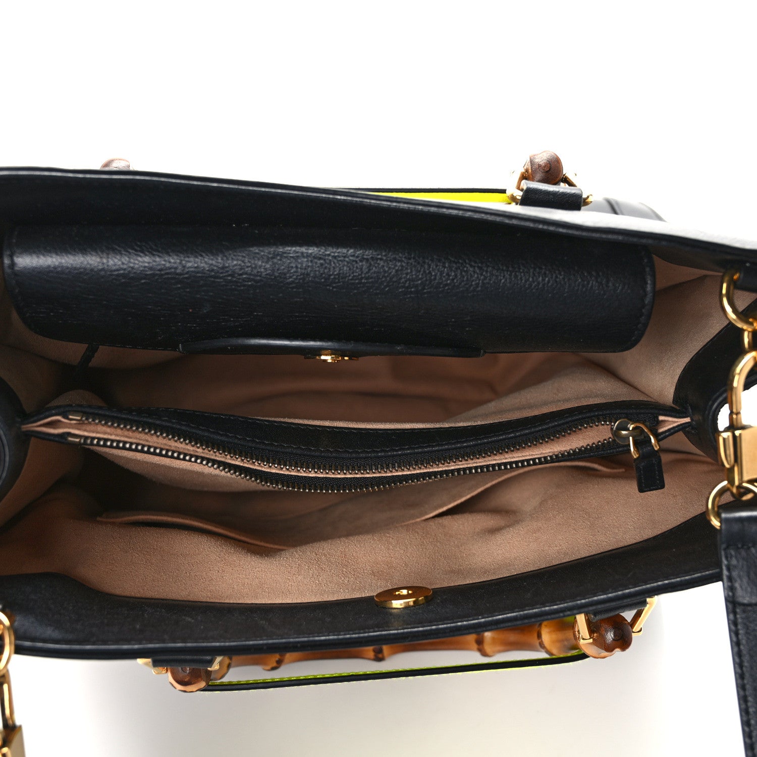 Gucci Calfskin Medium Diana Tote Bag Black Yellow Fluo 5 of 9