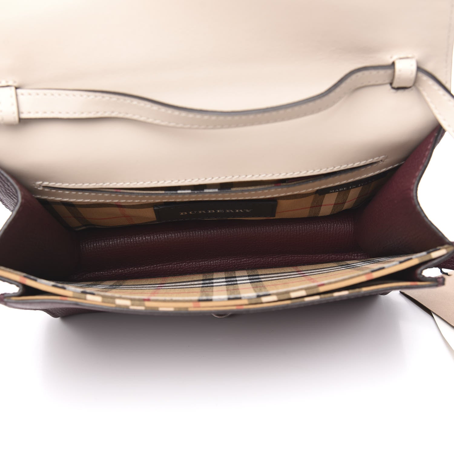 Burberry Derby Calfskin Bi-Color Small Macken Crossbody Bag Mahogany Red Limestone 5 of 9