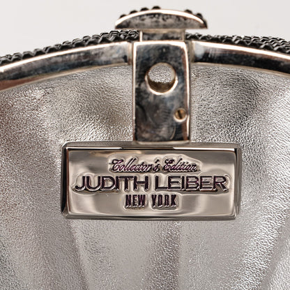 Judith Leiber Swarovski Crystal Fan Minaudiere Clutch Metallic Black 7 of 7