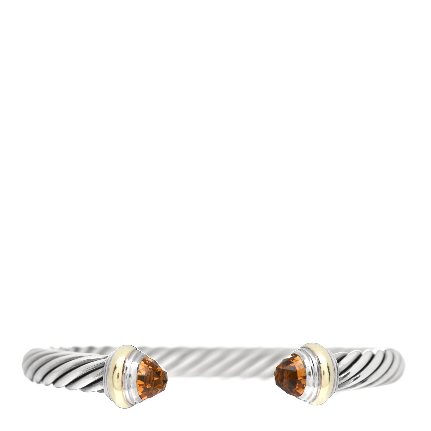 Sterling Silver 14K Yellow Gold Citrine 7mm Cable Classics Bracelet