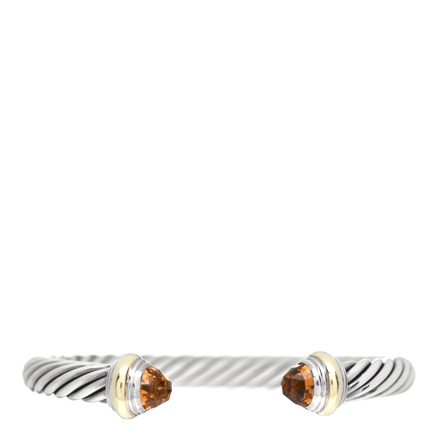 David Yurman Sterling Silver 14K Yellow Gold Citrine 7mm Cable Classics Bracelet 1 of 4