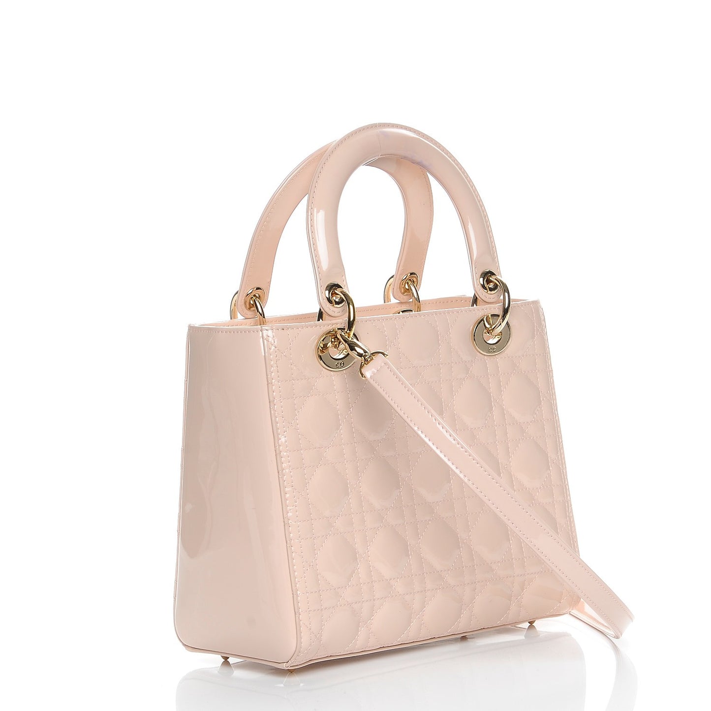 Patent Cannage Medium Lady Dior Light Pink