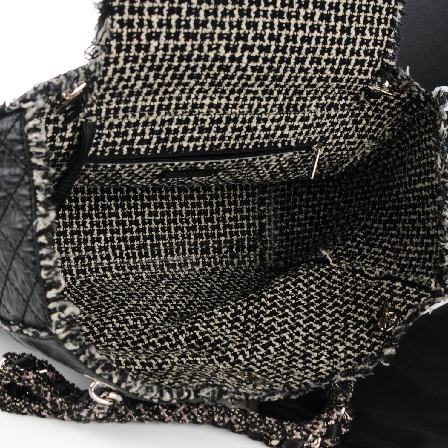 Chanel Glazed Calfskin Tweed Tweedy Tote Black 5 of 7