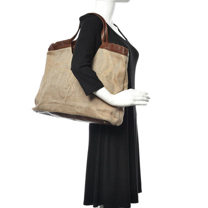 Saint Laurent Linen Belle de Jour Cabas Tote Brown 2 of 12