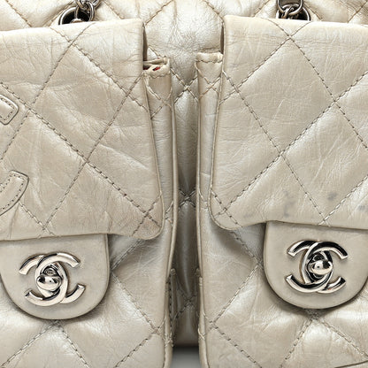 Chanel Metallic Aged Calfskin Quilted Small Cambon Reporter Argent Clair 8 of 12