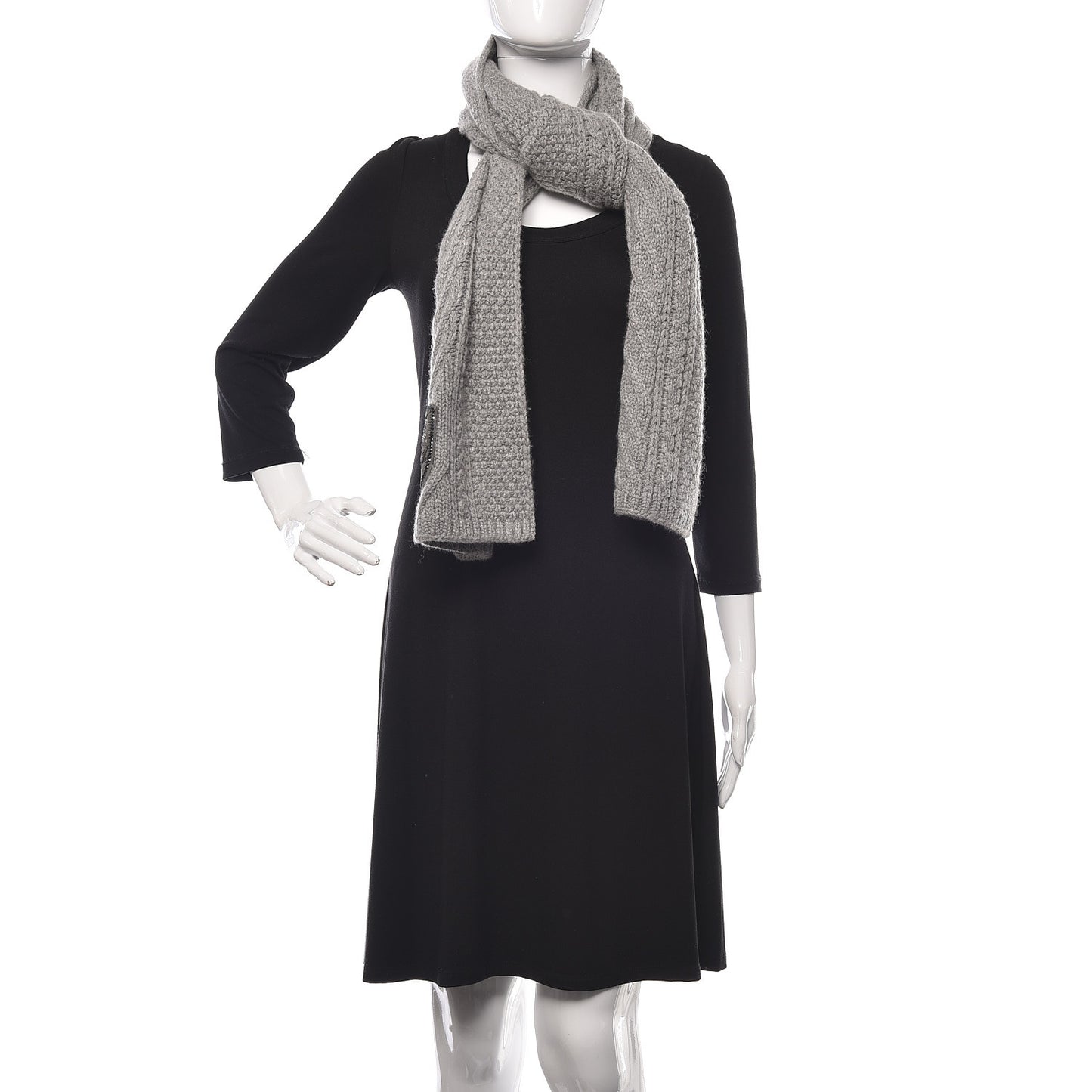 Cashmere Crystal Sequin CC Scarf Grey