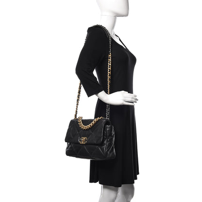Chanel Lambskin Quilted Large 19 Flap Black 2 of 12