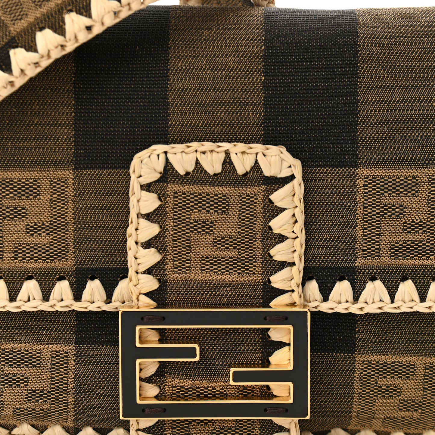 Fabric Jacquard Raffia Straw Pequin Gingham Woven Baguette Beige Black Natural