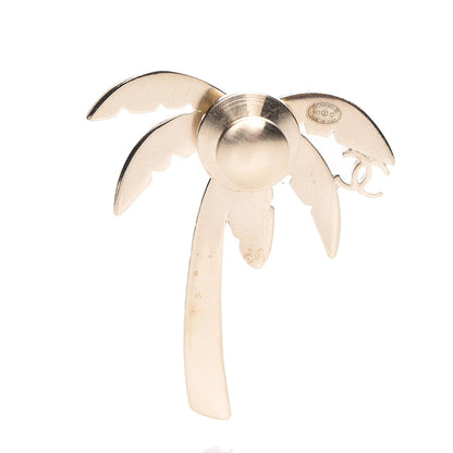 Chanel Enamel Pearl Palm Tree Brooch Green Gold 3 of 5