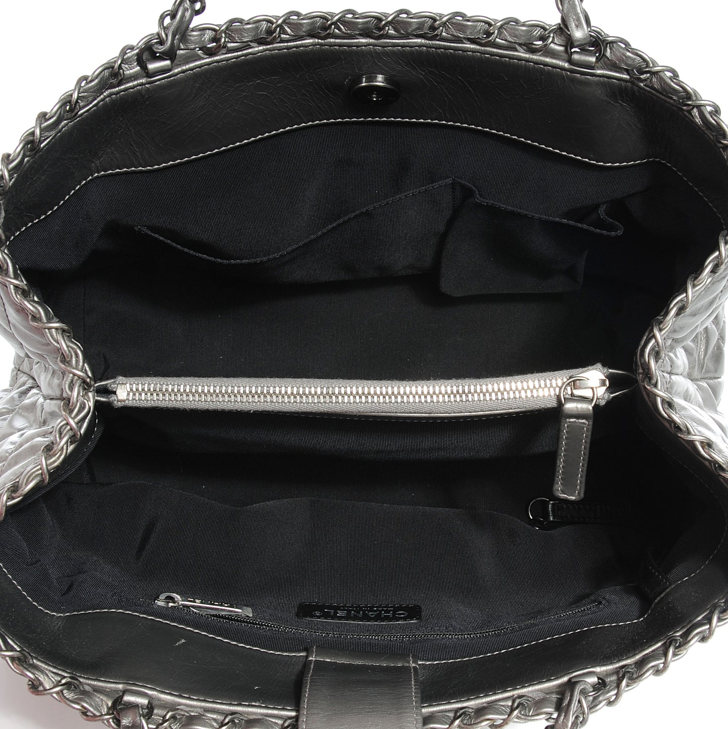 Calfskin Small Chain Me Tote Light Silver