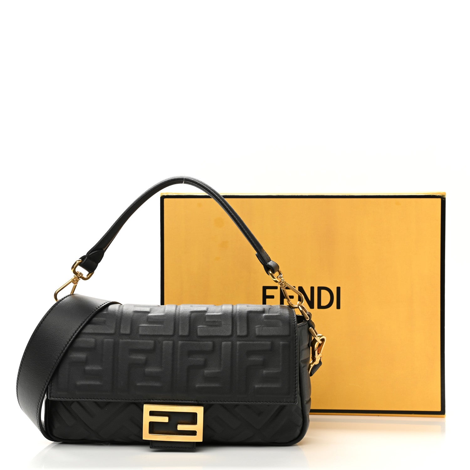 Fendi Nappa FF 1974 Embossed Baguette Black 11 of 11